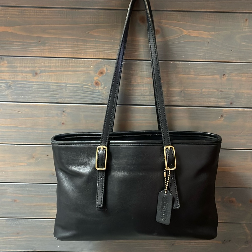 Coach Black Leather Tote Bag